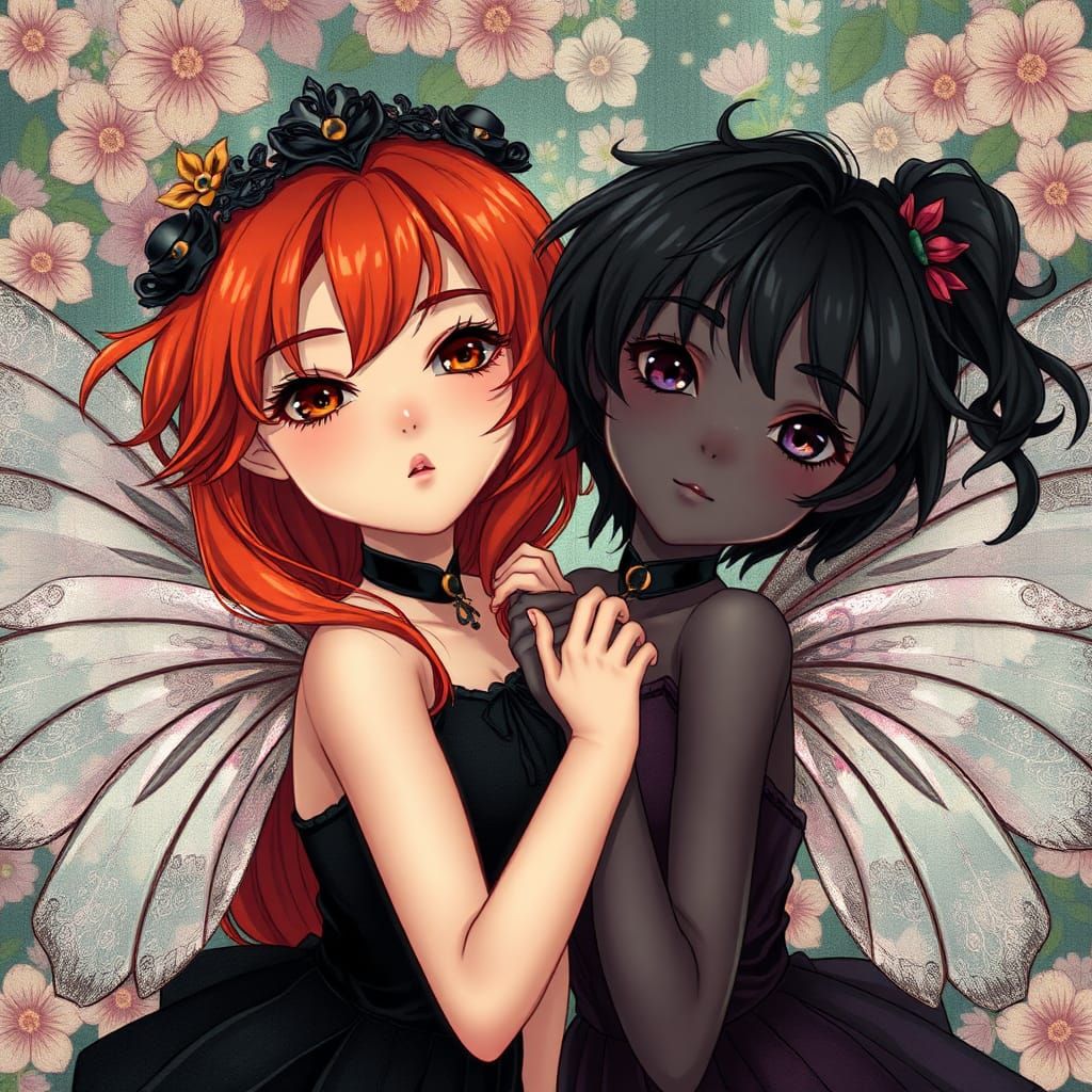 Two Fairy Friends in Anime Style
