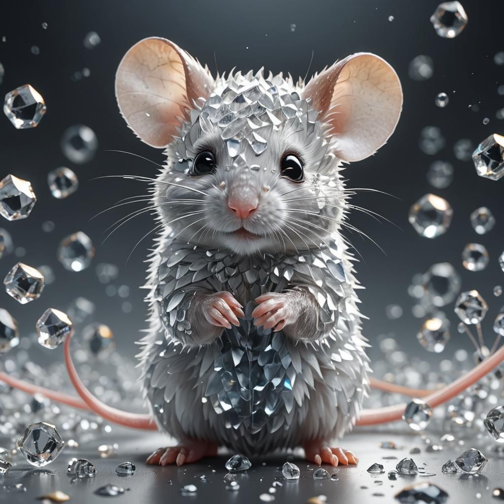 Crystal Mouse: Hyperrealistic Adorable Concept Art