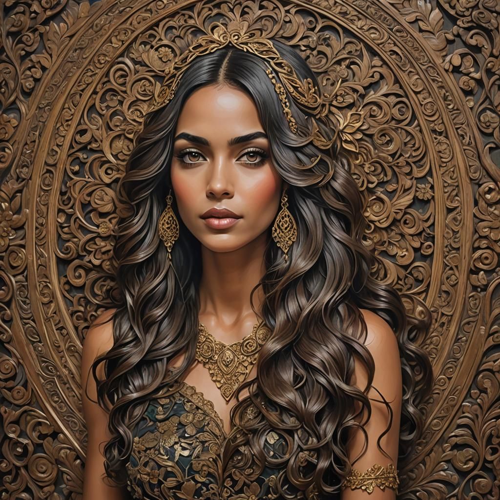 Sensual Persian Woman Writing Romantic Poetry