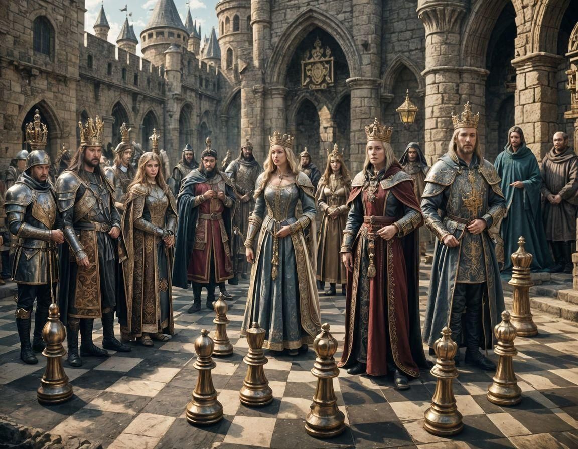 Chess Piece Characters in Medieval Fantasy Matte Painting