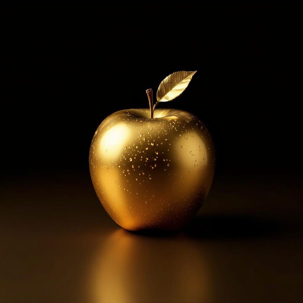 Perfect Gold Apple on Gold Background