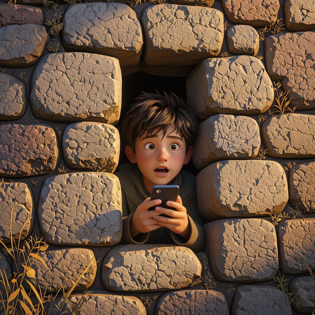 Brave Boy Hiding, Secretly Calling Rescue Team