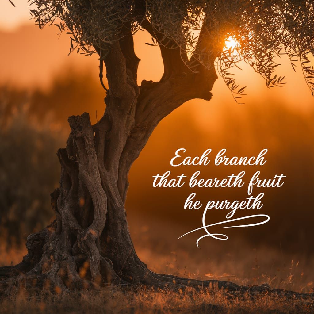 Olive Tree with Inscription in Golden Hour Photography