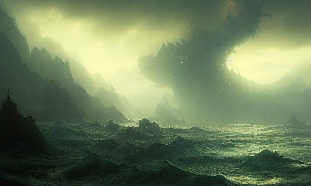 Underwater Monster in Dark Fantasy Style