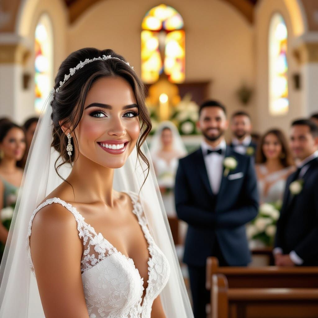 Radiant Bride's Entrance: An Emotive Portrait