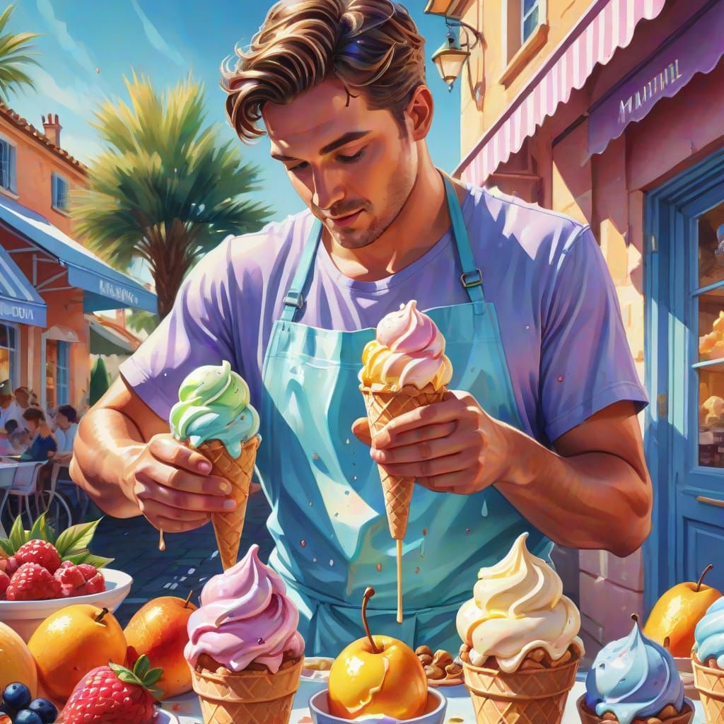 Ice Cream Creation in Dan Mumford Style