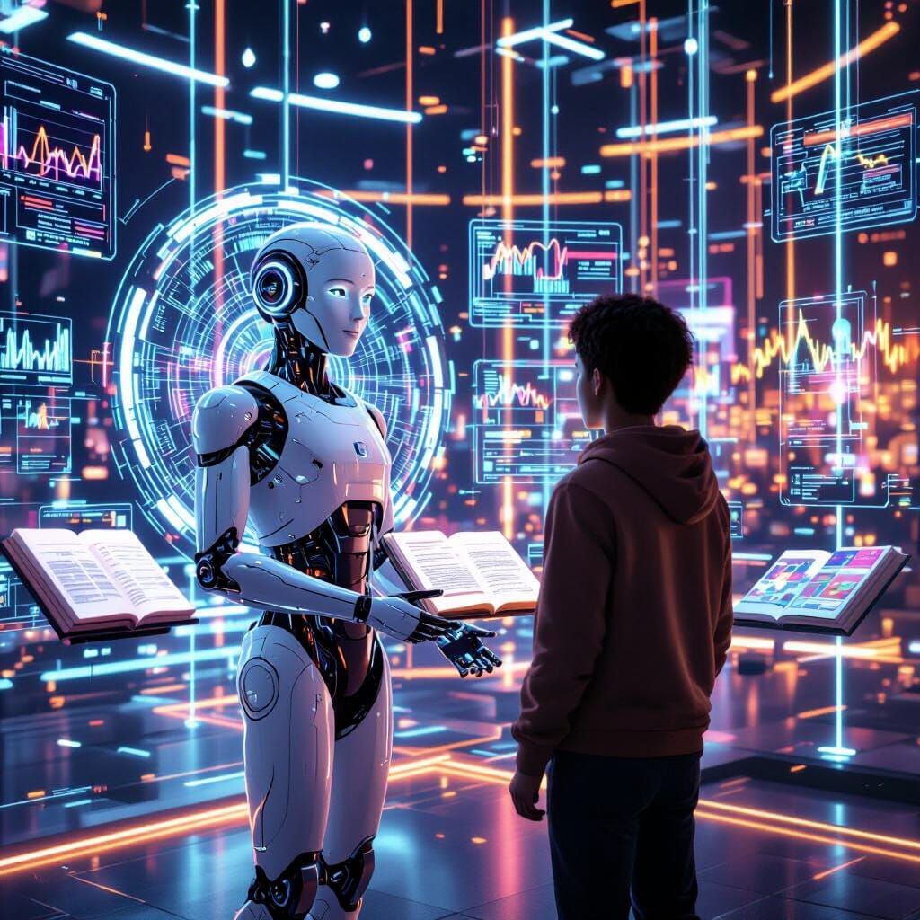 AI Mentor Guiding Student Through Digital Realm