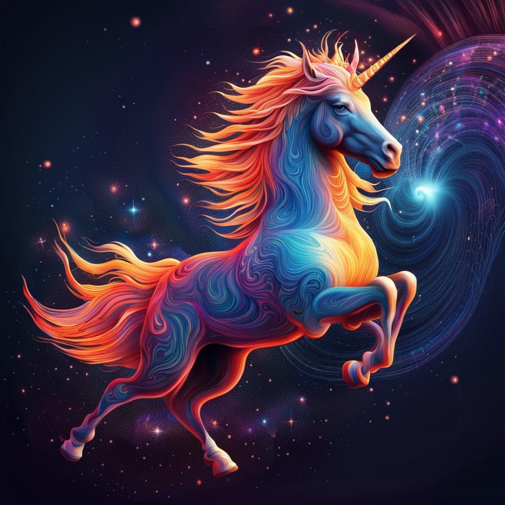 Cosmic Unicorn Travels Through Psychedelic Wormhole