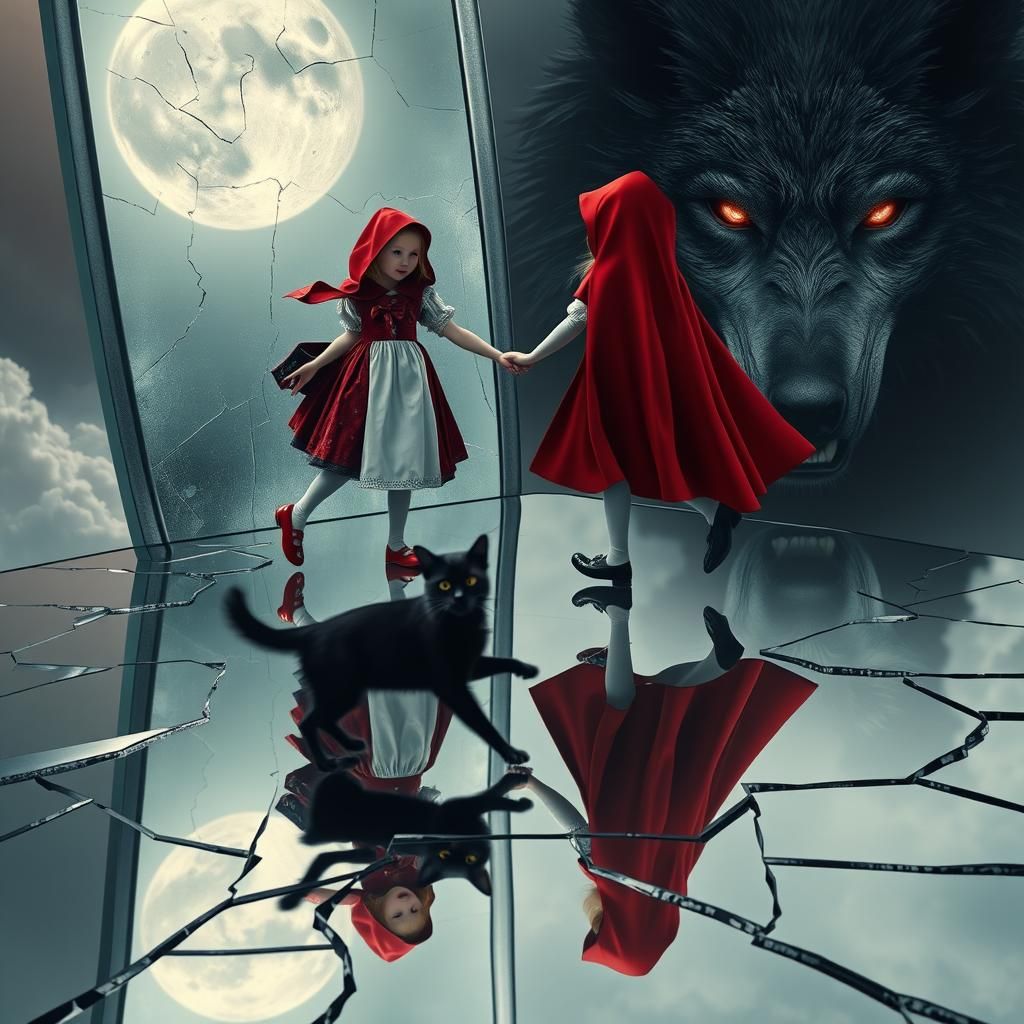 Little Red Riding Hood and Snow White on Mirror