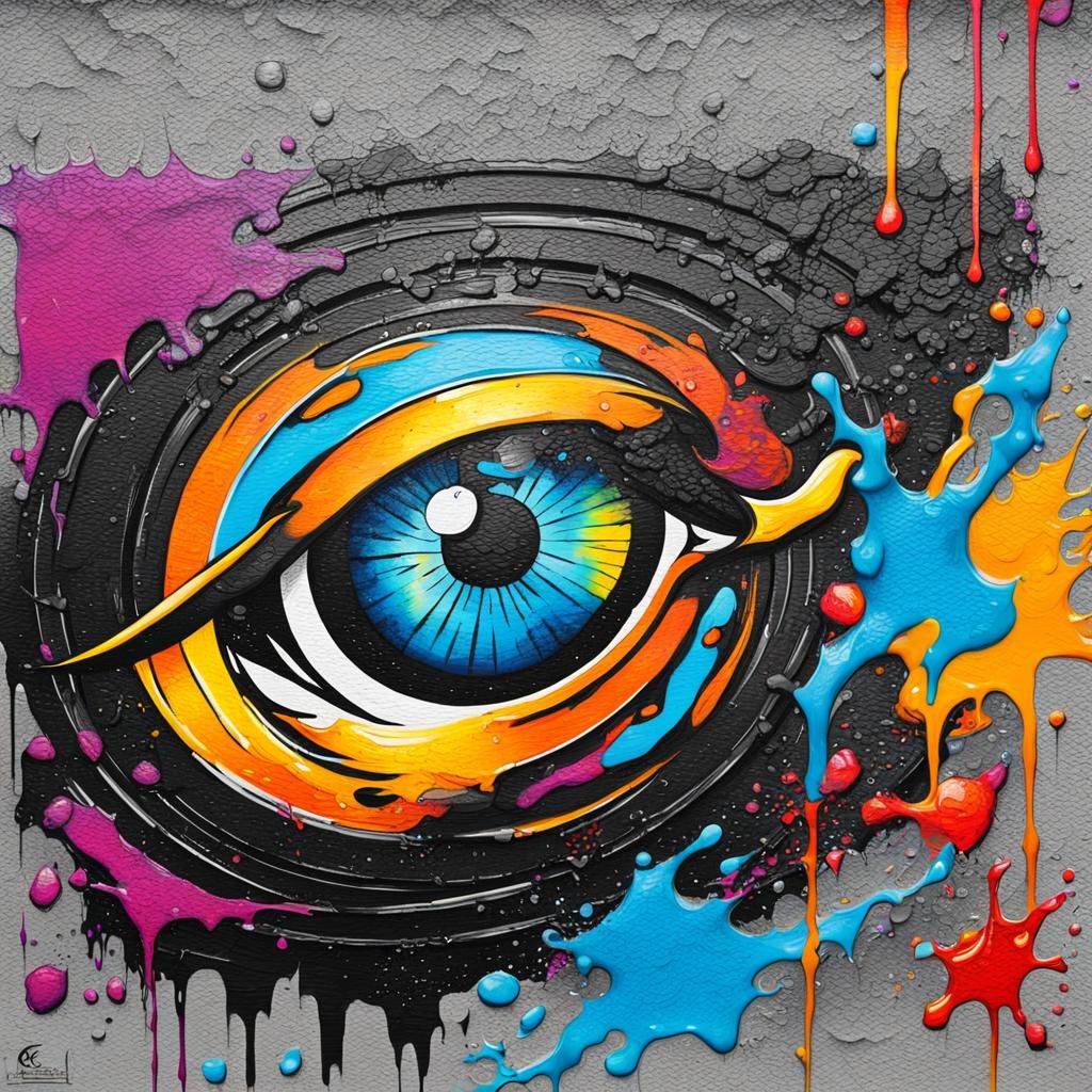 Graffiti Art with Spray Paint and Oil Gouache