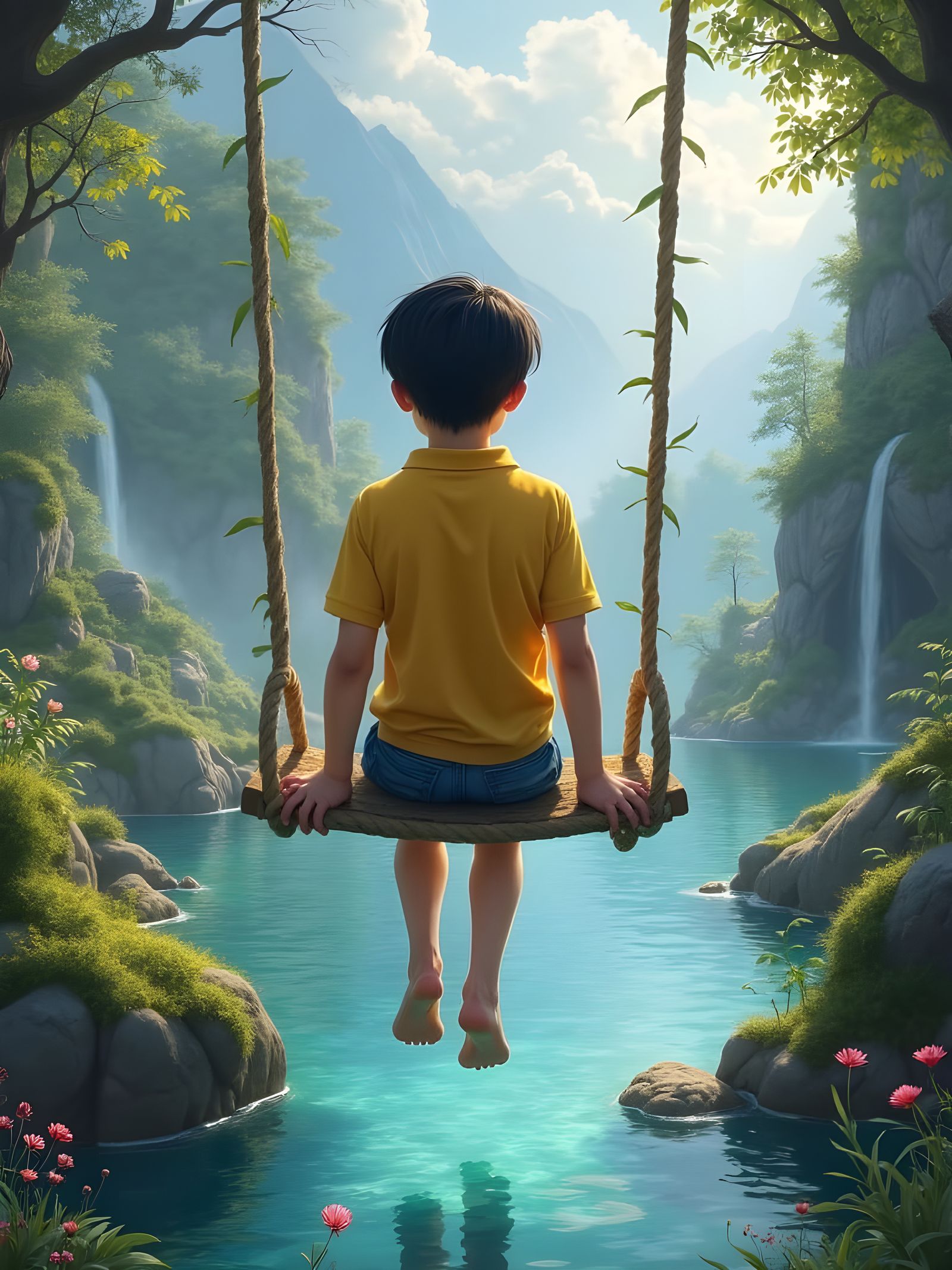 Swing in Mystical forest