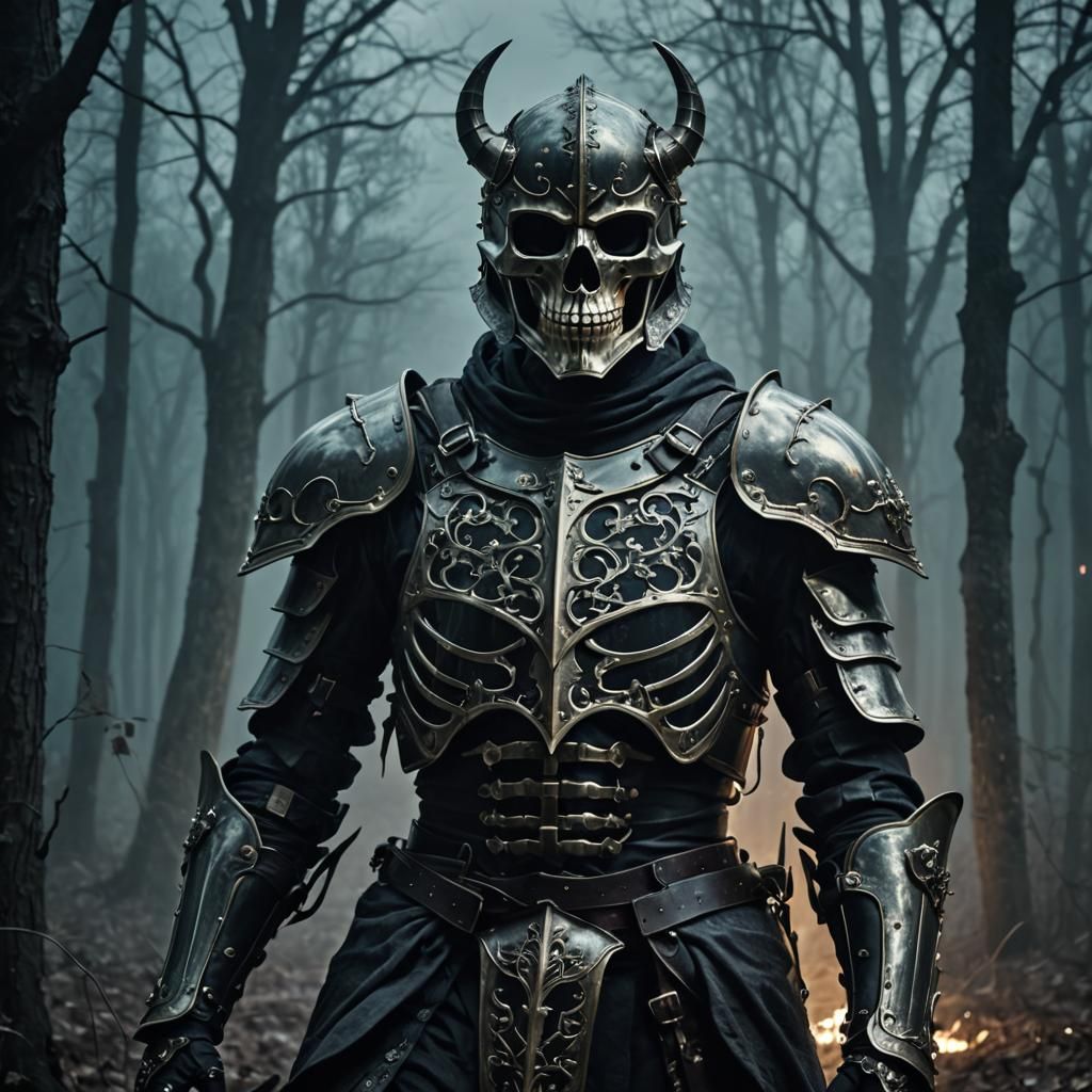 Demon Skeleton Knight in Double Exposure