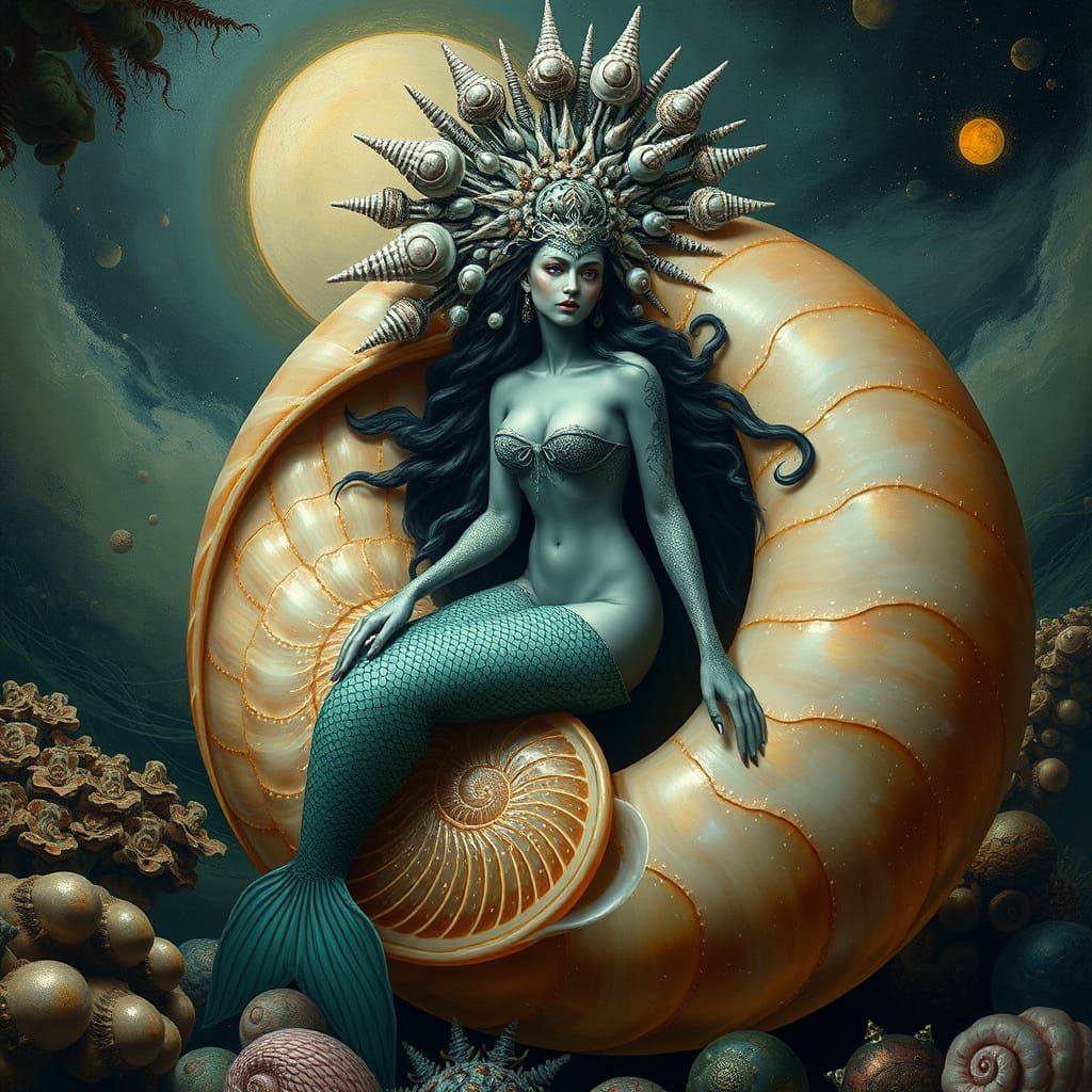 Gothic Mermaid in Kandinsky Seascape