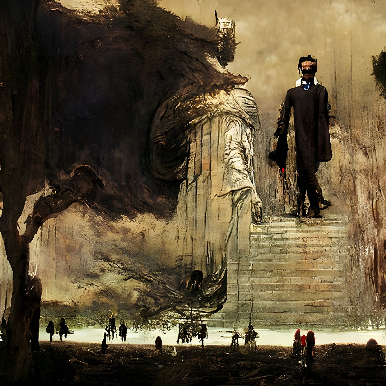 Lincoln Emerges from Monument in Gothic Horror Style