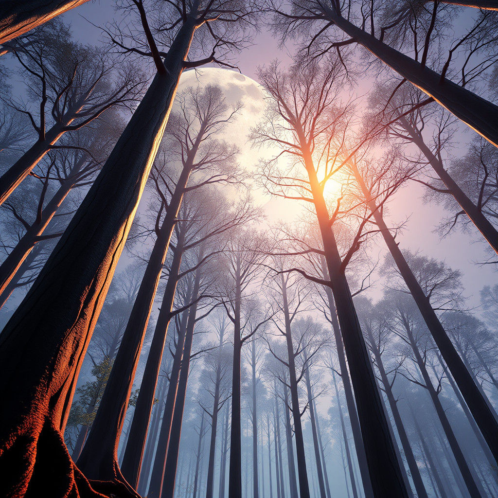 Ethereal Moonlit Forest with Mystical Symbols