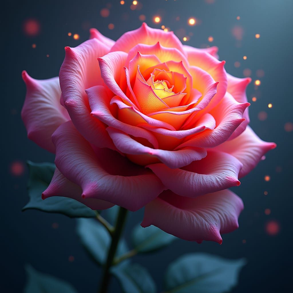Exploding Multicolored Rose: Fantasy Concept Art
