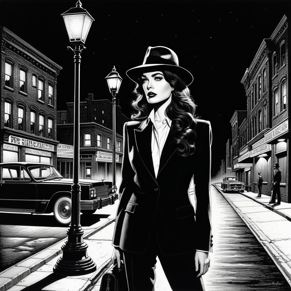 Dark City Siren in Film Noir Style