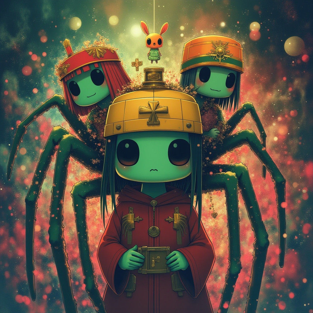 Pop Surrealist Spider Character in Triad Colors