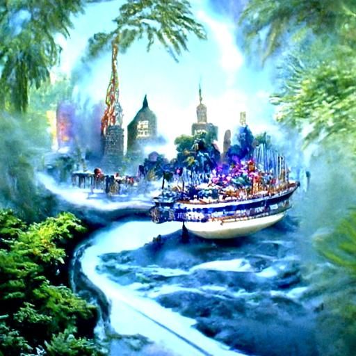 Ethereal Rivers of Babylon in Kinkade Style