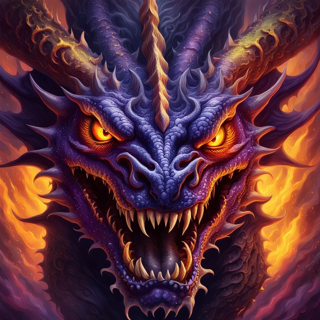 Demonic Dragon Portrait in Dark Fantasy Style
