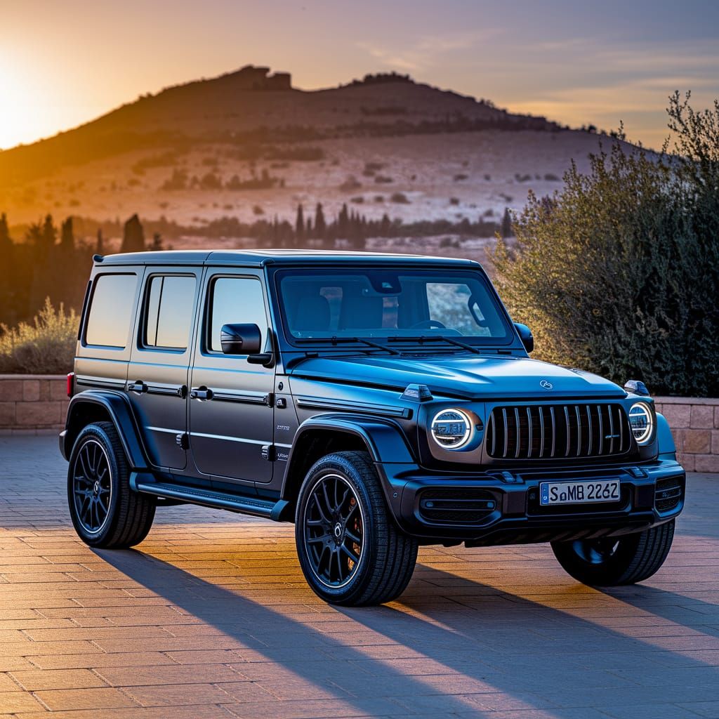 Luxurious Mercedes Jeep at Jerusalem Sunset