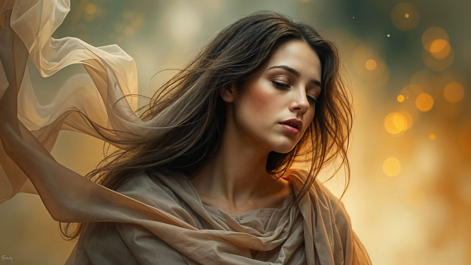 Surrealist Woman Lost in Thought, as Inspired by Beksiński's...