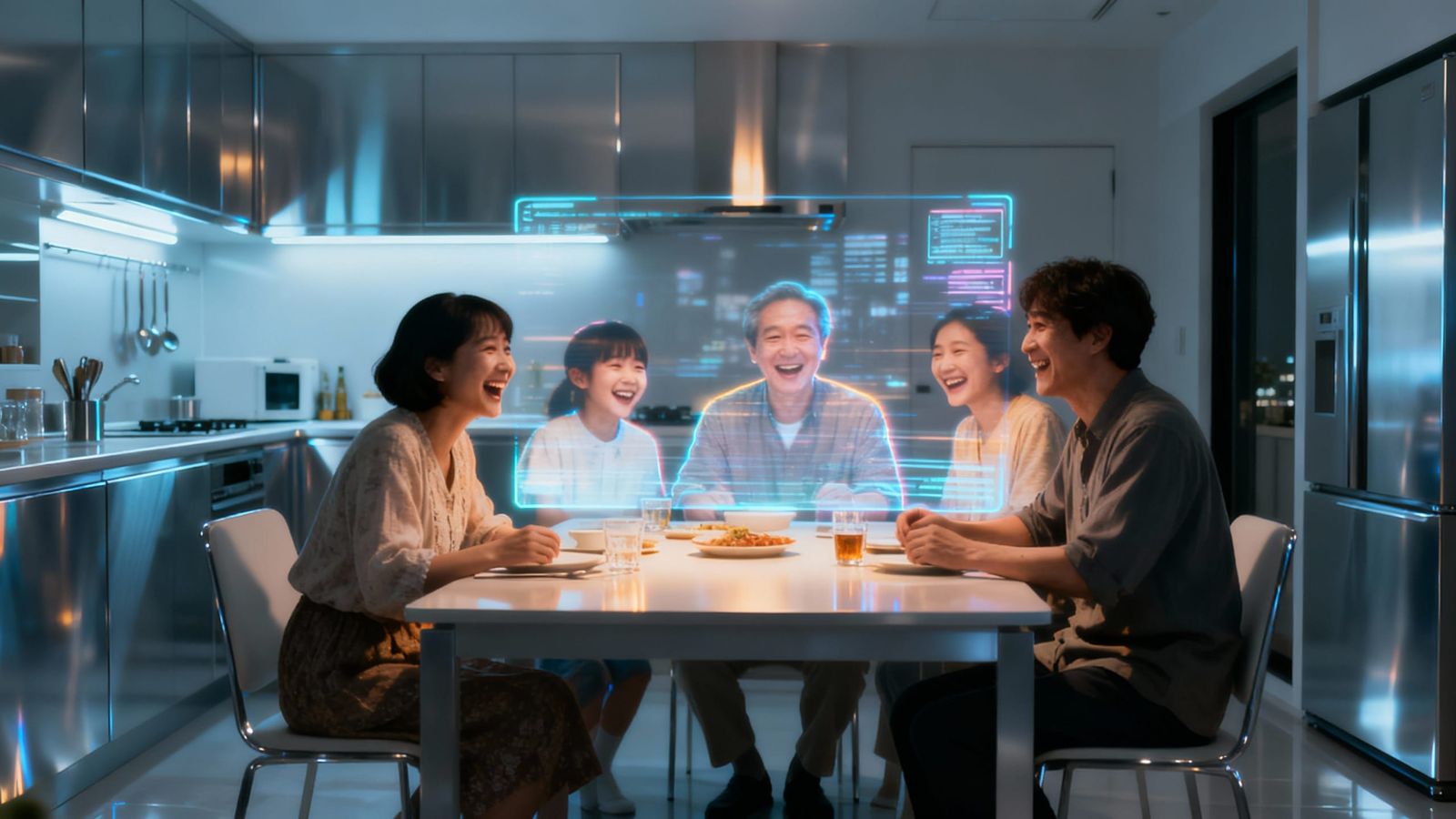 Holographic Family Memory in Futuristic Neo-Tokyo