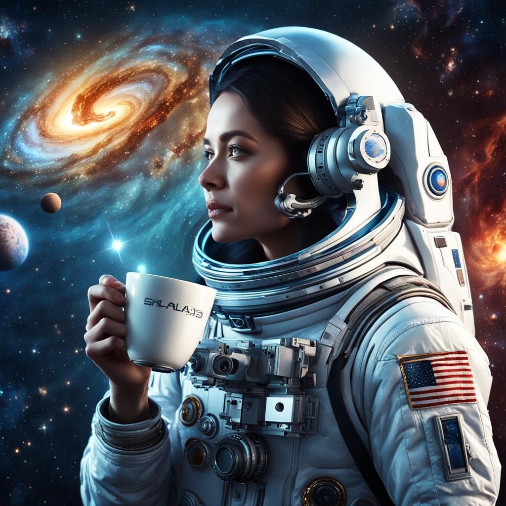 Celestial Coffee: A Futuristic Space Dreamscape