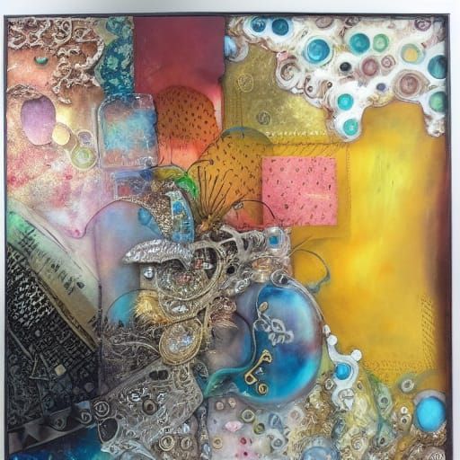 Chromatic Metal Encaustic Painting of Light and Laughter