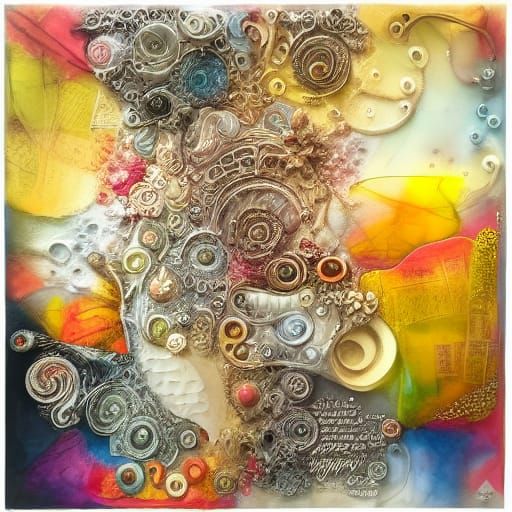 Intricate Encaustic Painting of Light and Laughter