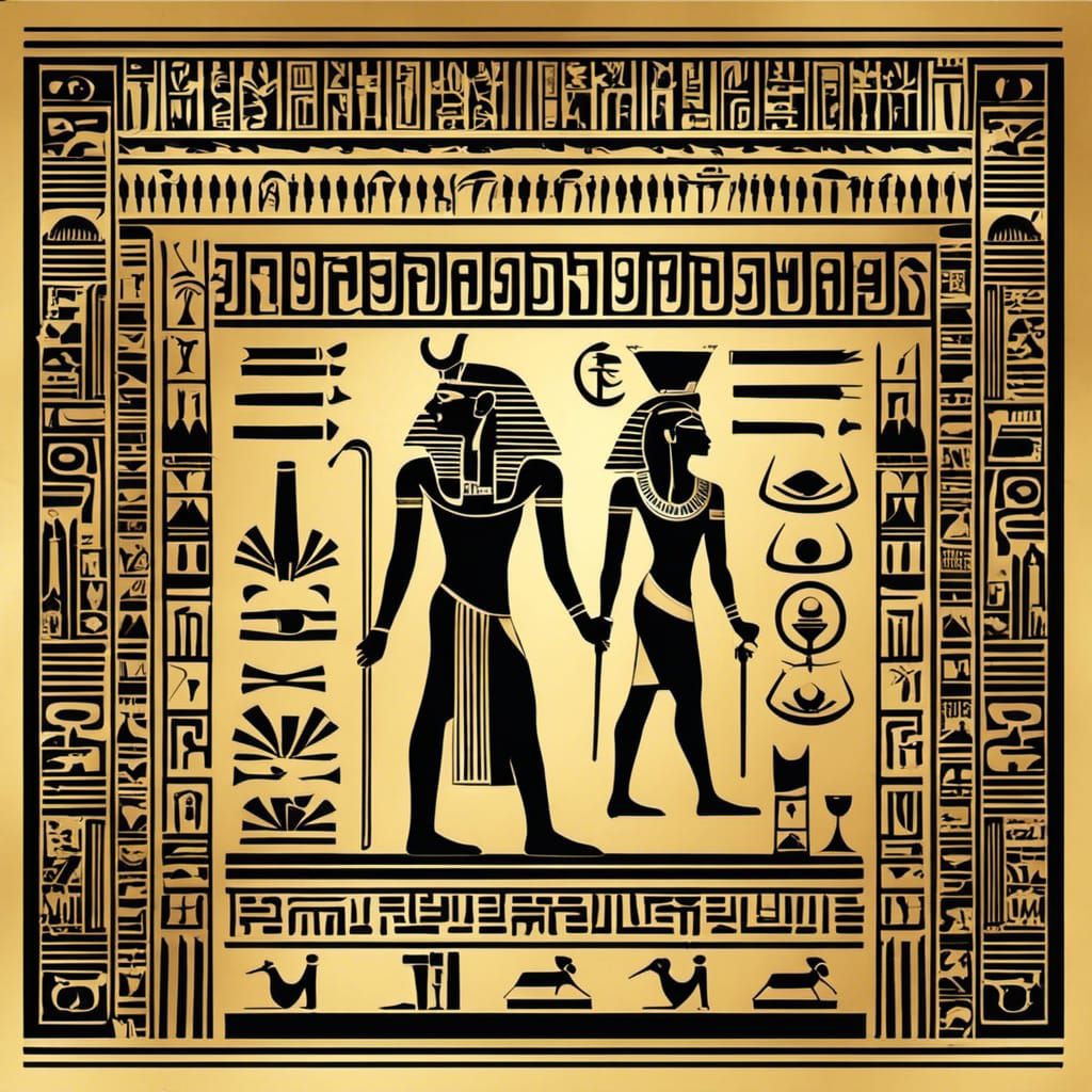 Stylized Egyptian Hieroglyphic Typographic Art