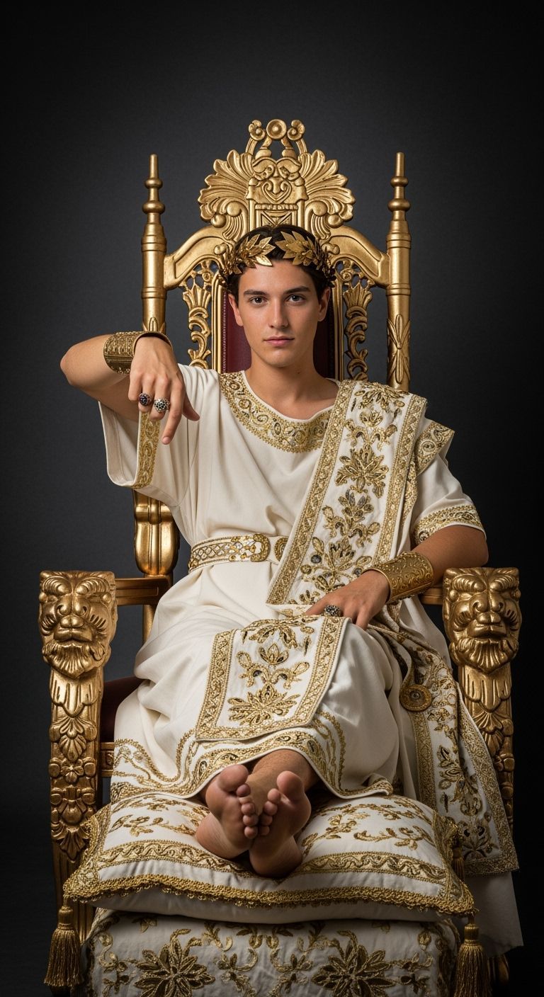 Young Emperor on Gold Throne, Professional Photography