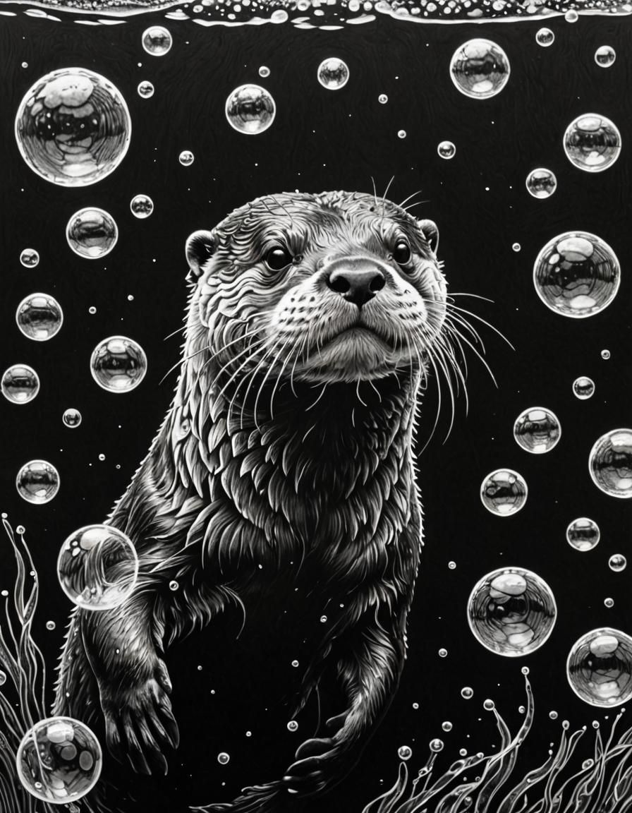 Otter underwater.