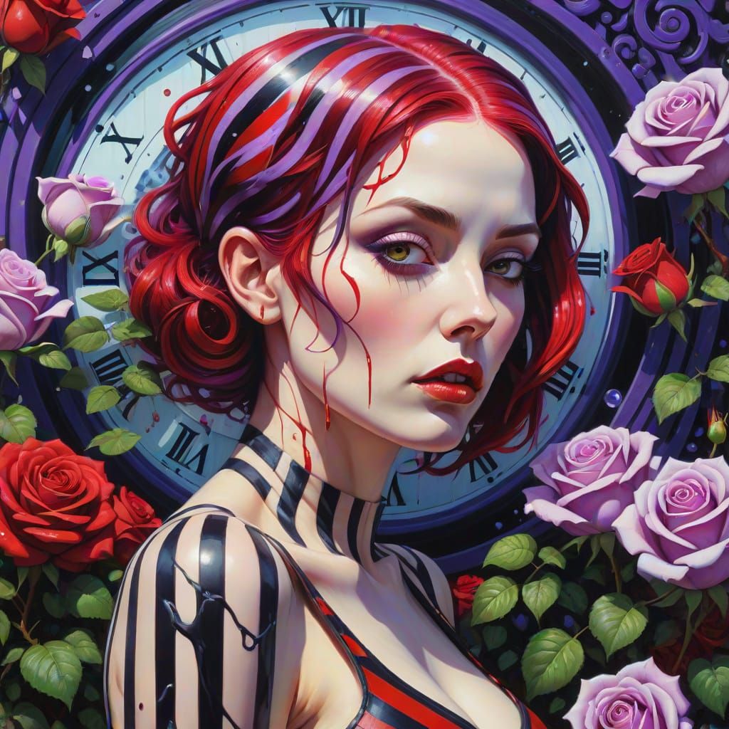 Psychedelic Garden Portrait in Surrealist Oil Painting