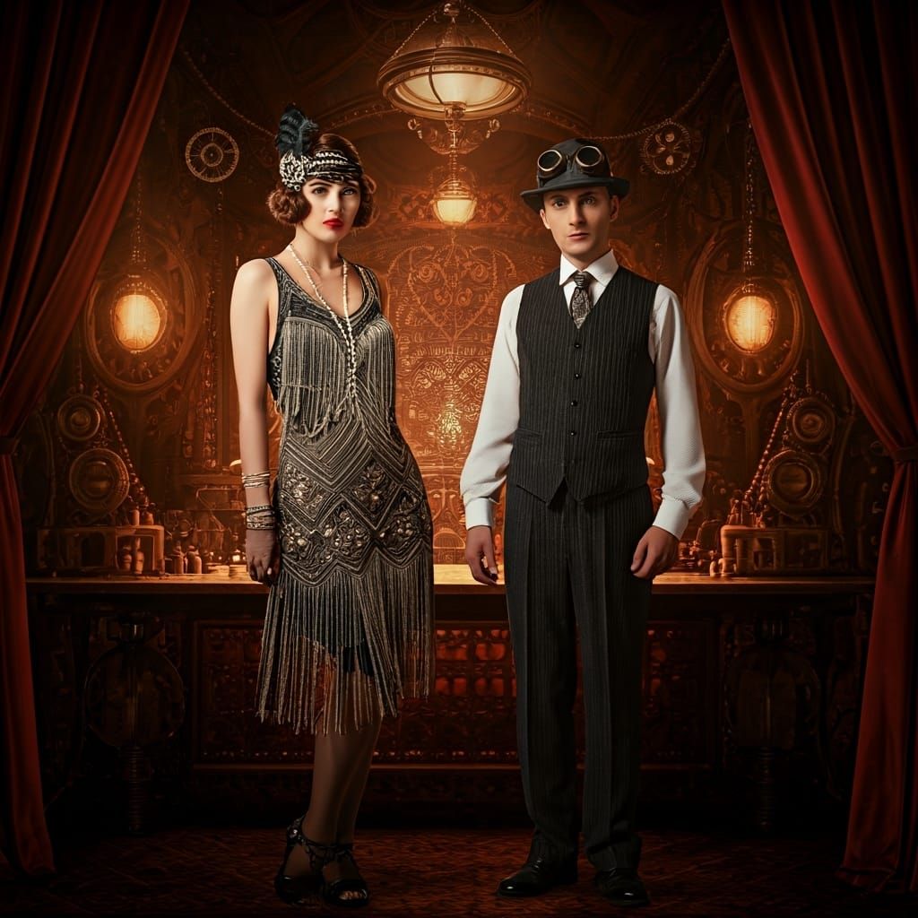 1920s Steampunk Speakeasy with Flapper Girls