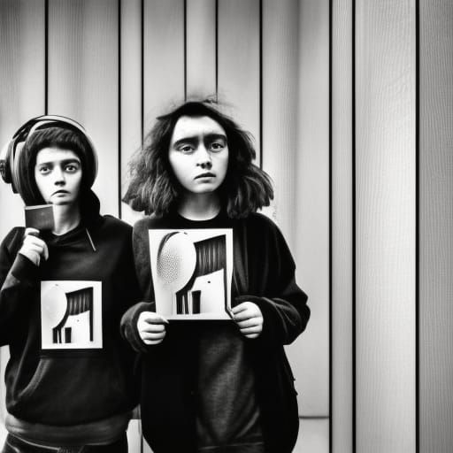 19th Century Protesters in Art Studio, Black and White