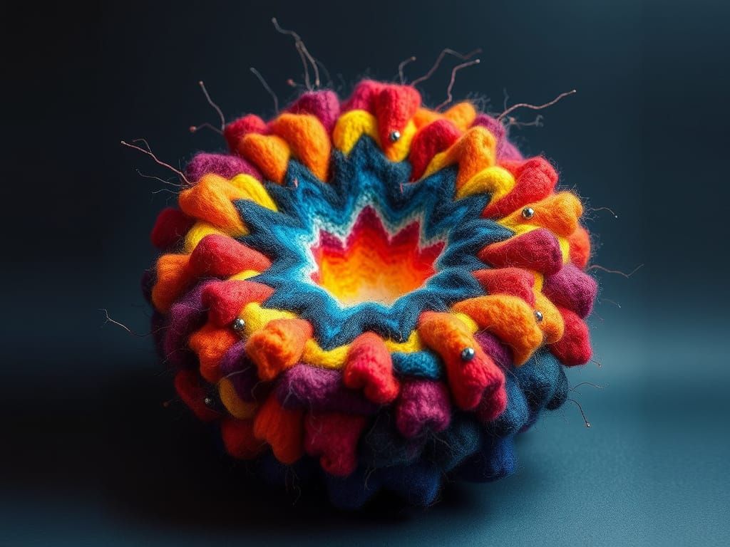 Supernova Art Explosion in Vibrant Felted Colors