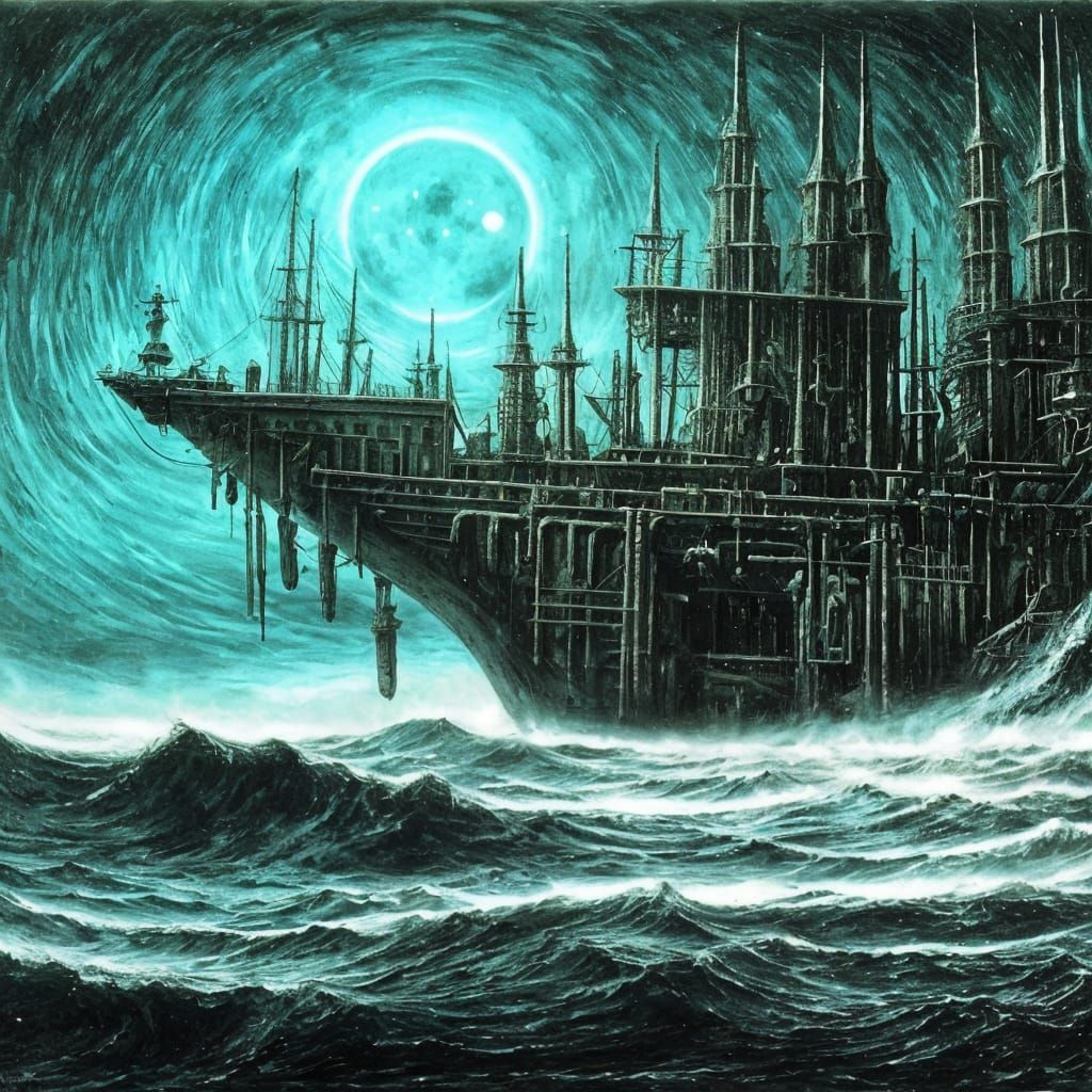 Surreal Ghost Ship in the Night, Dark Art