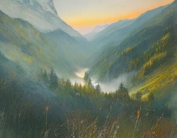 Bernese Oberland Gorge: Evening Light Landscape