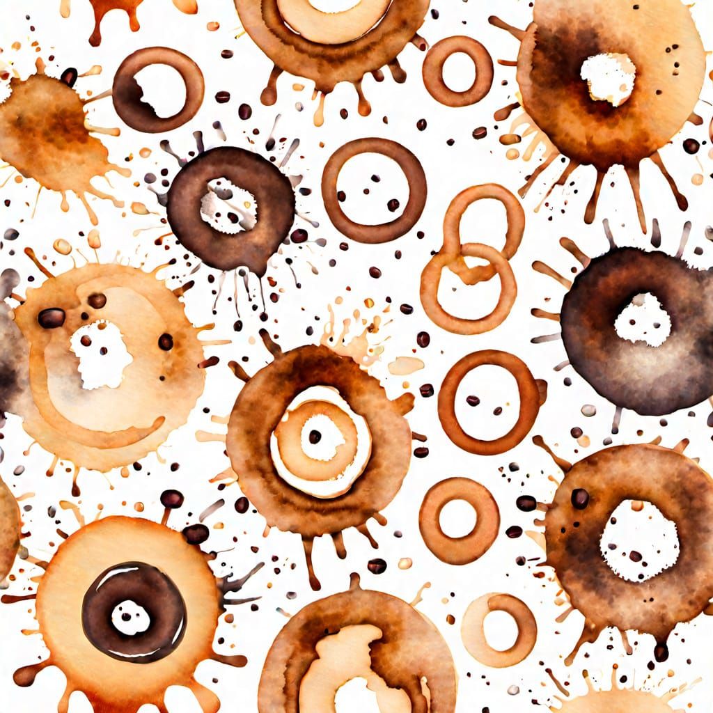 Messy Watercolor Coffee Ring Splatters