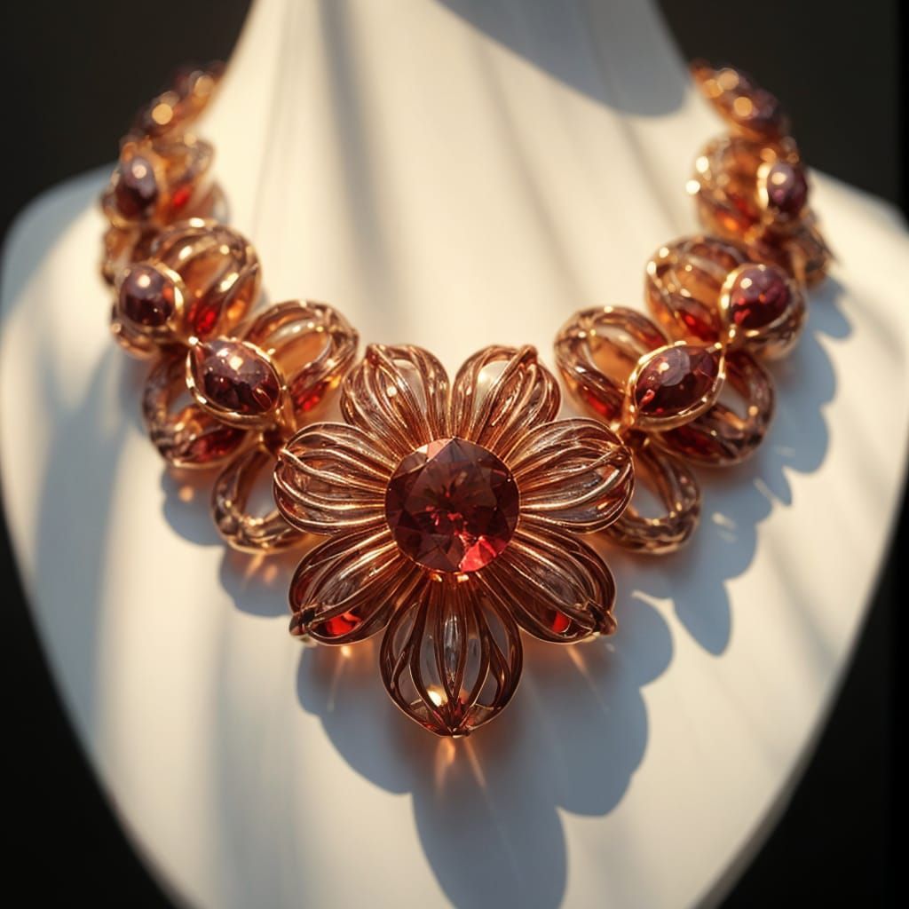 Exotic Burmese Ruby Necklace in Golden Cross