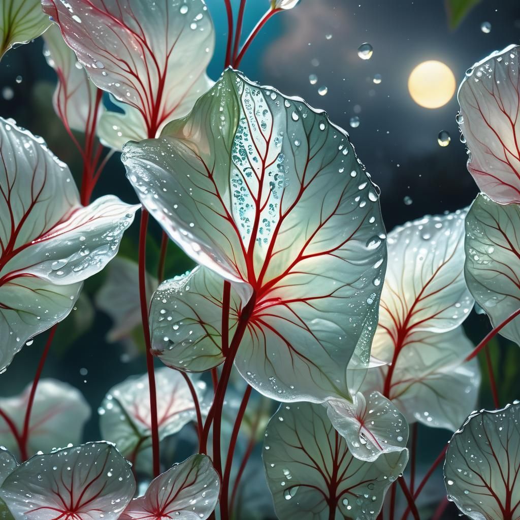 Crystal Jelly Caladium Flower in Sunrise Light