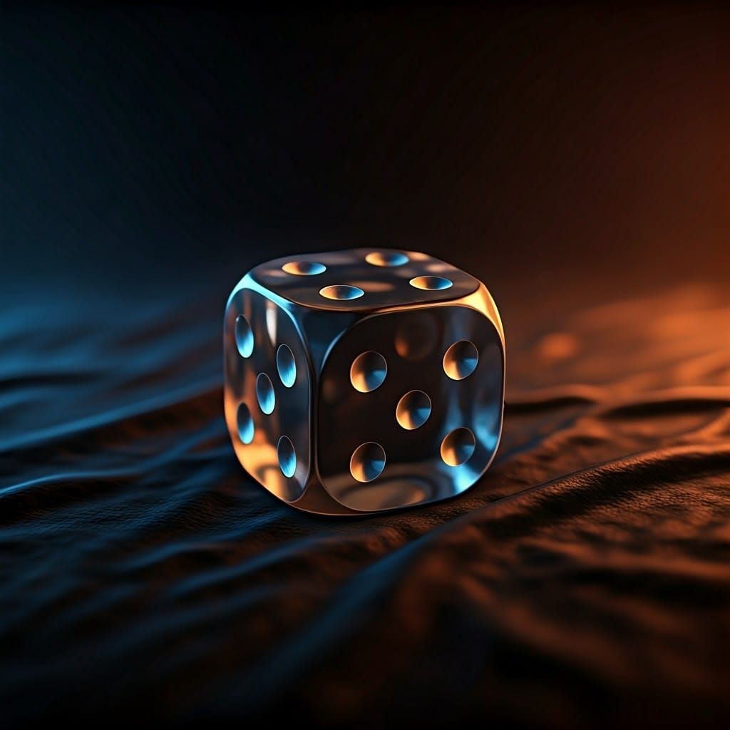 Crystal Die on Velvet: 3D Render in 8K