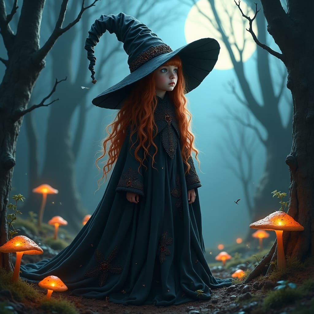 Mystical Forest Witch in Ethereal Lighting