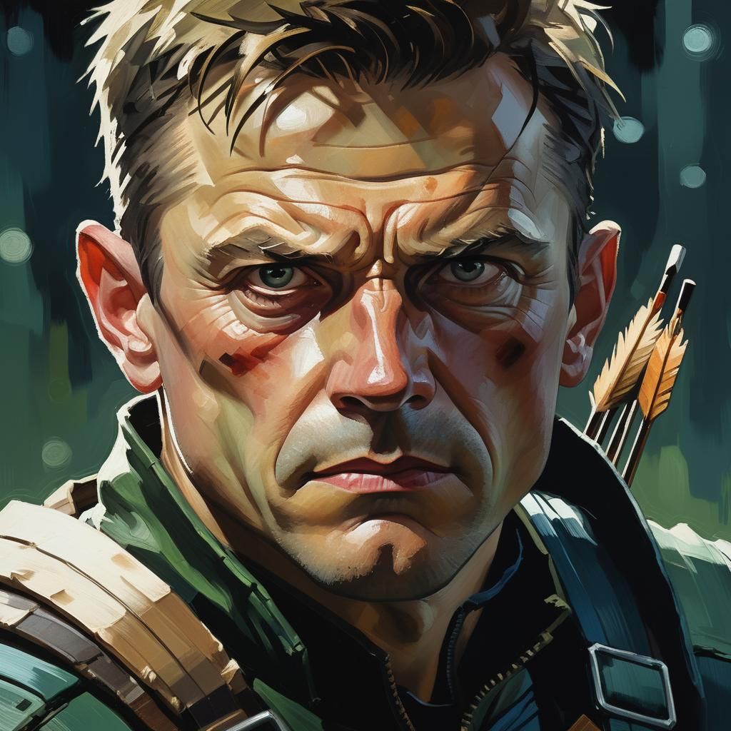 Hawkeye in Expressionist Style with Bold Colors