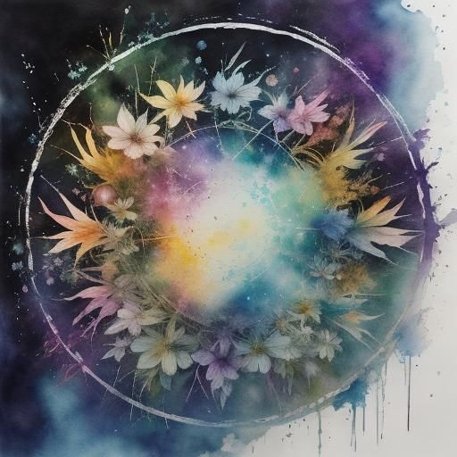 Painterly Floral Design in Watercolor with Grunge Textures