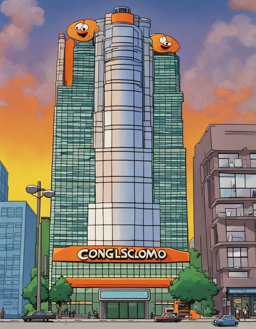 CONGLOMO Skyscraper in 90s Cartoon Style