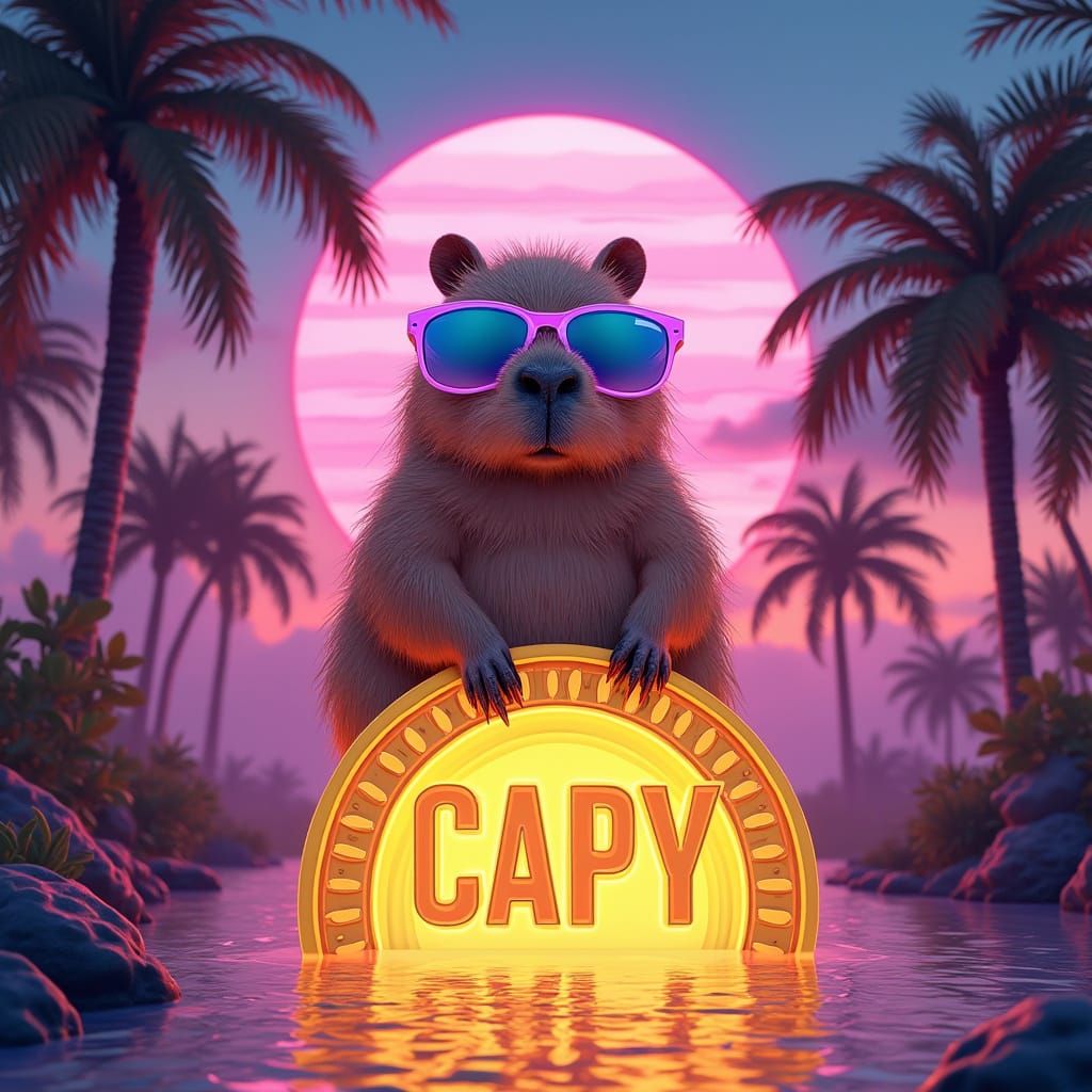 Capybara in Crypto Paradise: Psychedelic Digital Art