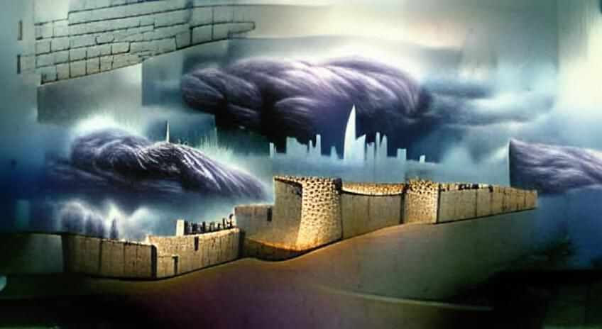 Stormy City Wall: A Dramatic AI Image