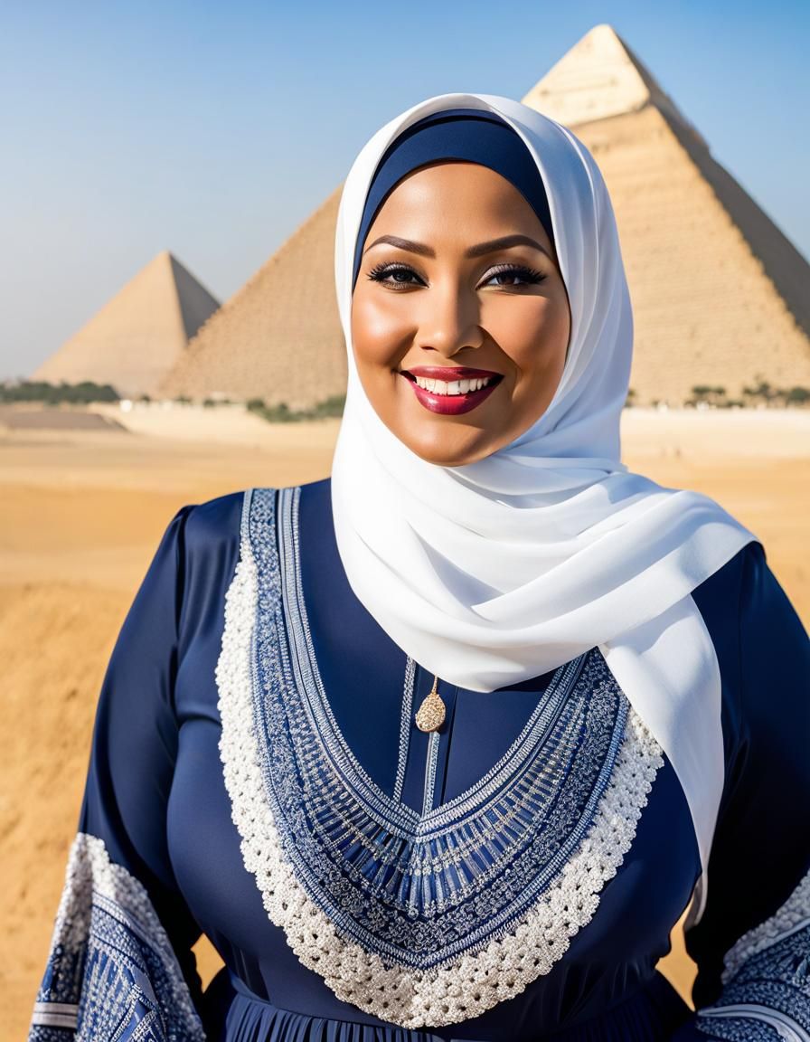 Beautiful Woman in Front of Giza Pyramids in Pop Art Style
